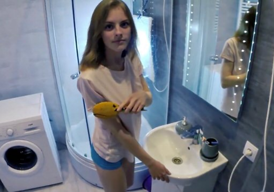 Stepbrother Came All Over His Stepsister's Face After Quick Bathroom Fuck!