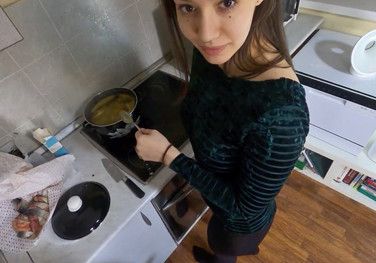 Russian Kitchen Sex With Young Wife... Dirty Talk And Creampie!