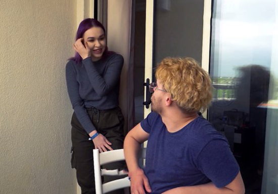 I Sneaked To The Balcony To Suck My Stepbrother's Cock... Hope Nobody Sees Us!