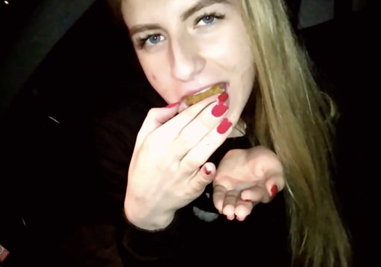 Russian Slut Gave Me Road Head Then Ate Cum-Covered Nuggets!