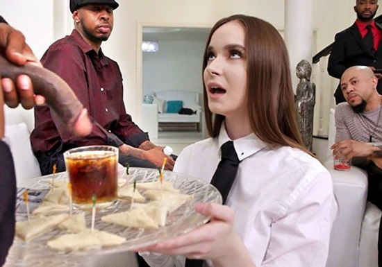 Hot Young Girl Gets Destroyed By A Gang Of Black Studs!